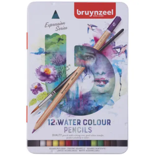 12's Bruynzeel Expression Aquarelle Pencils Tin
