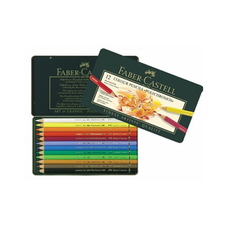Faber Castell Wood Cased Polychromos Coloured Pencils in Tin - 12's