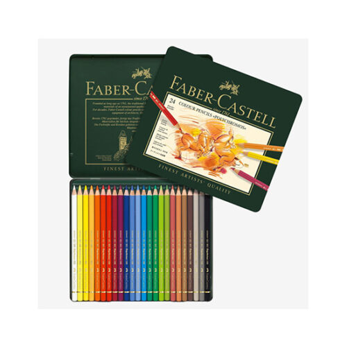 Faber Castell Wood Cased Polychromos Coloured Pencils in Tin - 24's