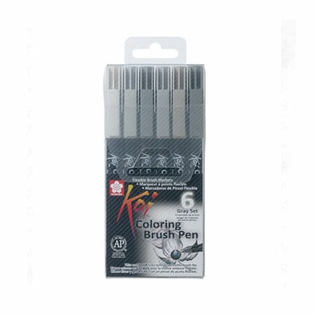 Sakura Koi Brush Pen Set 6 Colours - Shades of Grey