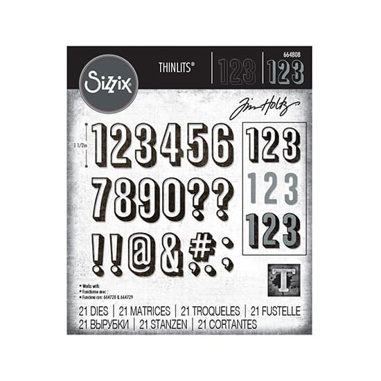 Alphanumeric Shadow Numbers Thinlits Die - Hillcrest Art Supplies