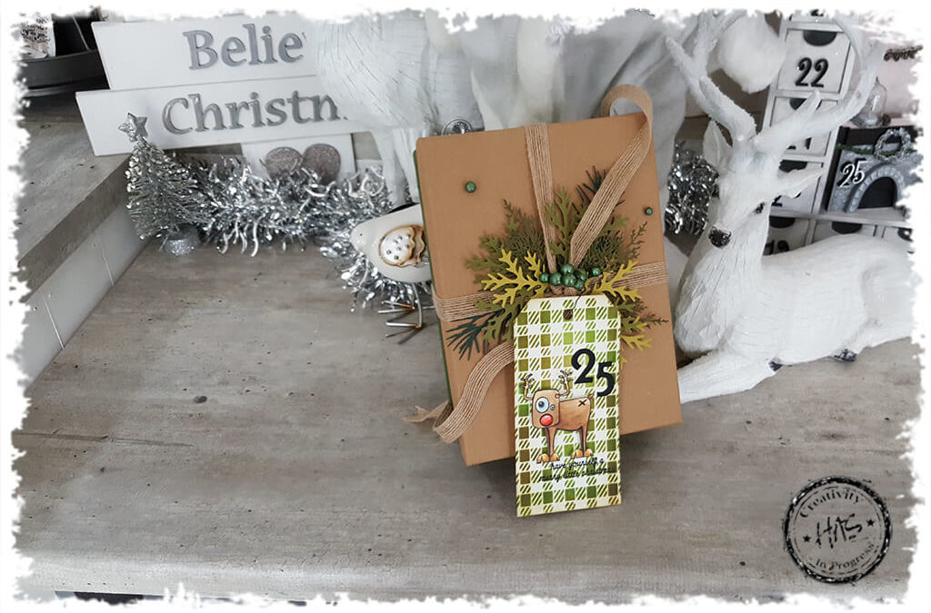 Christmas Wrapping: Green and Kraft Gift Box
