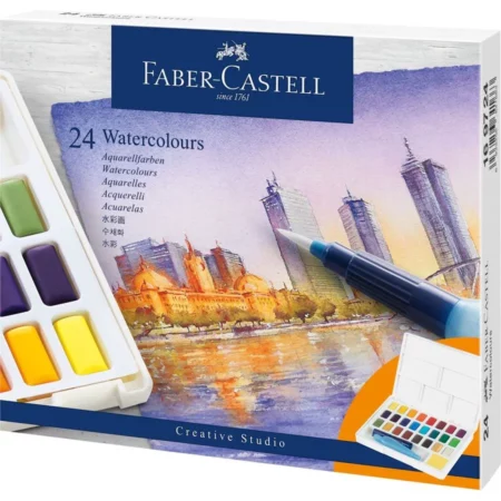 24's Faber Castell Watercolour Pan Set with Brush & Detachable Palette