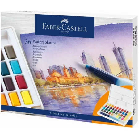 36's Faber Castell Watercolour Pan Set with Brush & Detachable Palette