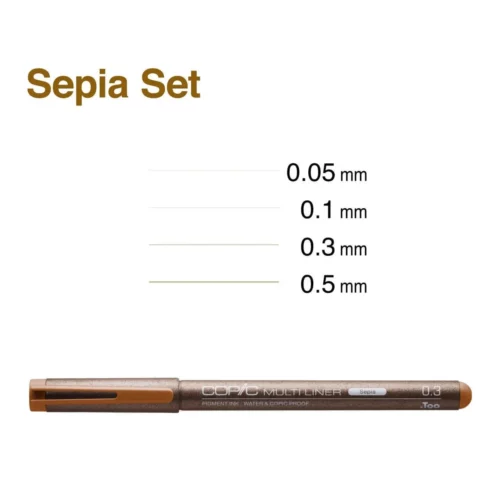 Sepia Copic Multiliner Set Line Examples