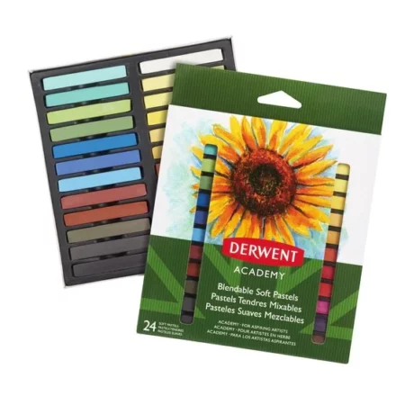 Set of 24 Derwent Academy Soft Pastels Open Box Angled View