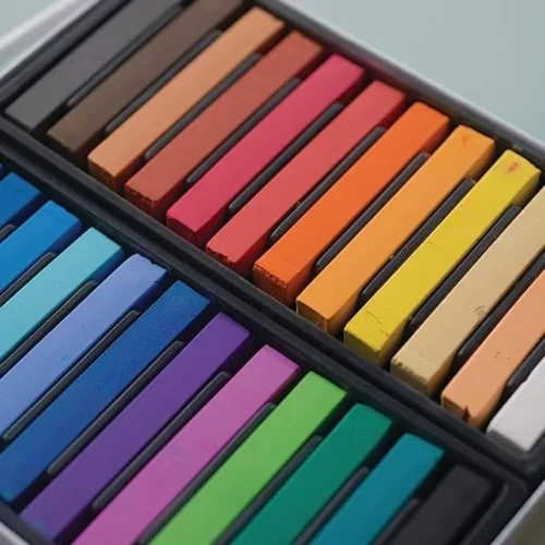 Set of 24 Derwent Academy Soft Pastels Open Box Showing Coloured Pastels