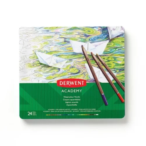 Set of 24 Derwent Academy Watercolour Pencils Top View