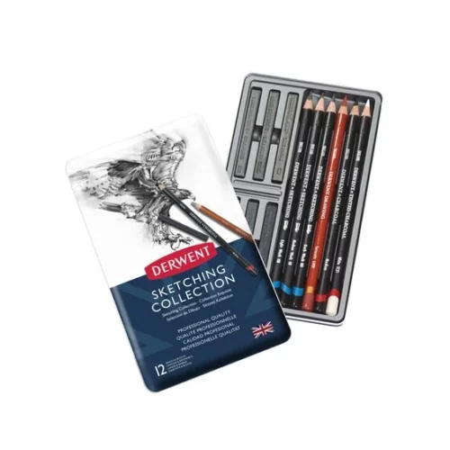 Derwent Sketching Collection Tin 12 Piece Open Set