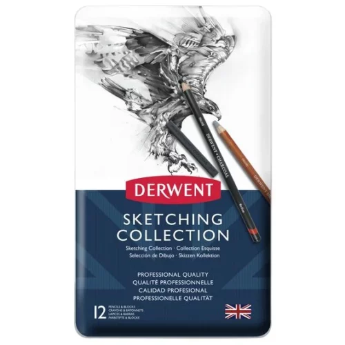 Derwent Sketching Collection Tin 12 Piece Front View