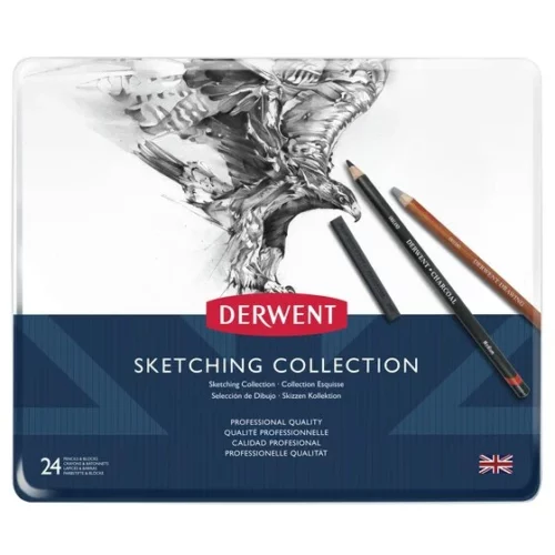 Derwent Sketching Collection Tin 24 Piece Front View