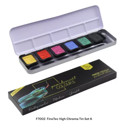 Snake FineTec Pearlescent High Chroma Watercolour Set Open Tin and Box