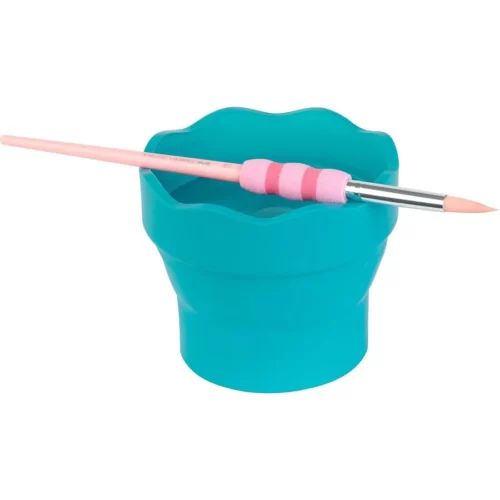 Faber Castell Clic & Go Water Cup Turquoise In use holding paint brushes