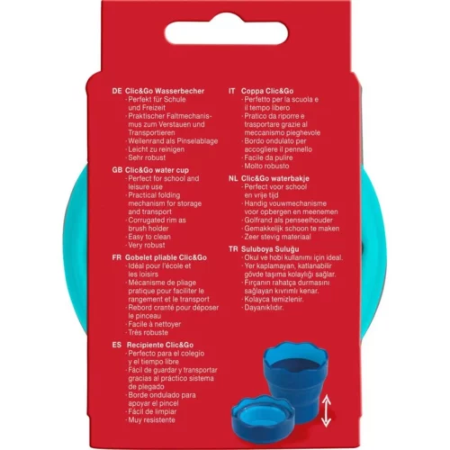 Faber Castell Clic & Go Water Cup Turquoise Back of Packaging