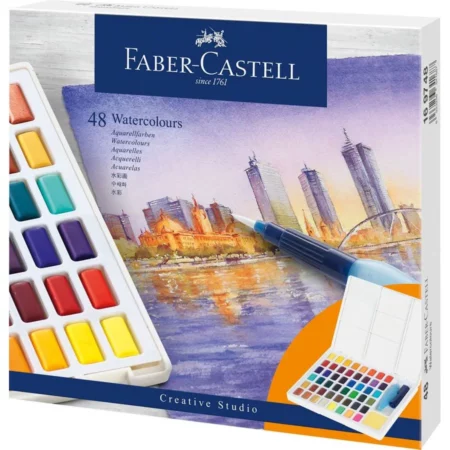 48's Faber Castell Watercolour Pan Set with Brush & Detachable Palette