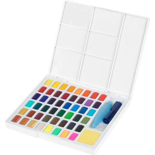 48's Faber Castell Watercolour Pan Set with Brush & Detachable Palette Open Set