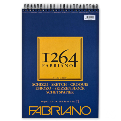 Fabriano 1264 Sketch Pad Spiral 90gsm Front View