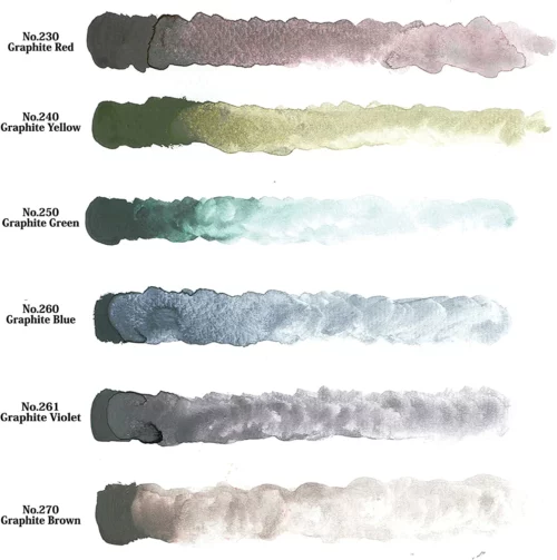 Kuretake Graphite Gansai Tambi Metallic Watercolour Colour Set Shaded Colours