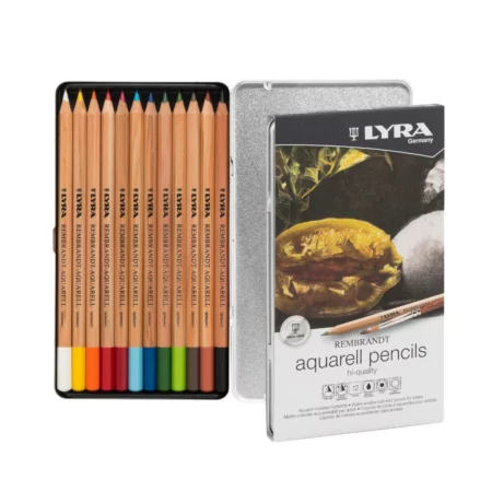 Set of 12 Lyra Rembrandt Aquarelle Artists Coloured Pencils Open Set with Box Front