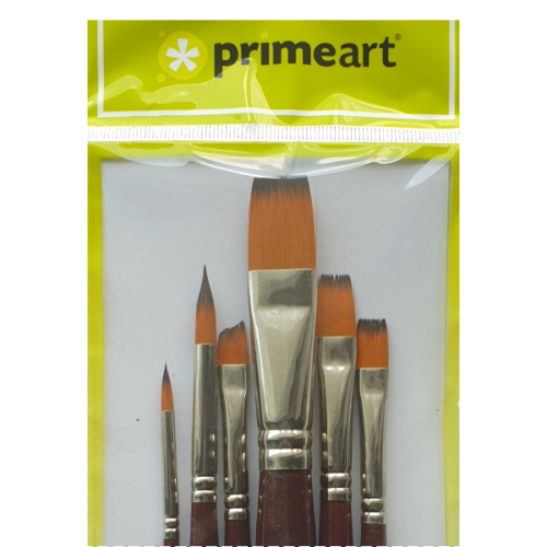 Prime Art Golden Brown Synthetic 101 Brush Set B in Packaging Close Up