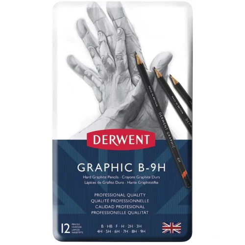 B - 9H Derwent Graphic Pencil Set Hard Front View