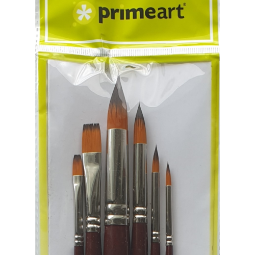 Prime Art Golden Brown Synthetic 101 Brush Set A close up in packaging