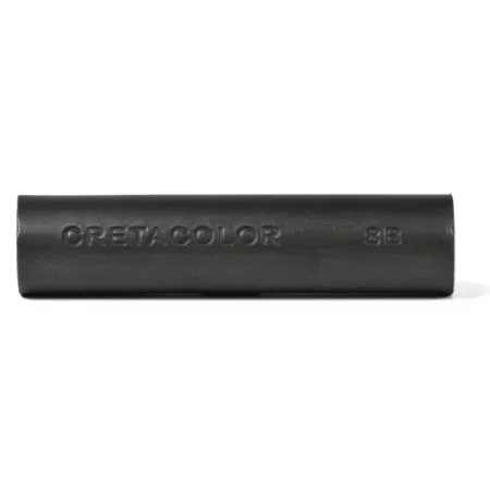 single large graphite stick in the center of the image. the stick is a dark grey color and there is a shine on the left hand side of it. the name of the product is etched into the front of it.