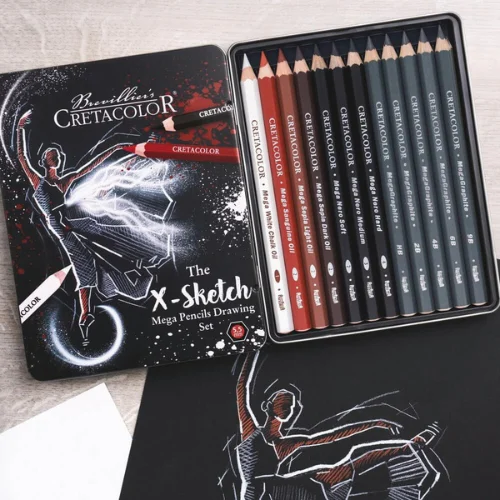 Cretacolor X-Sketch Mega Pencil Drawing 12-Piece Tin Box Set
