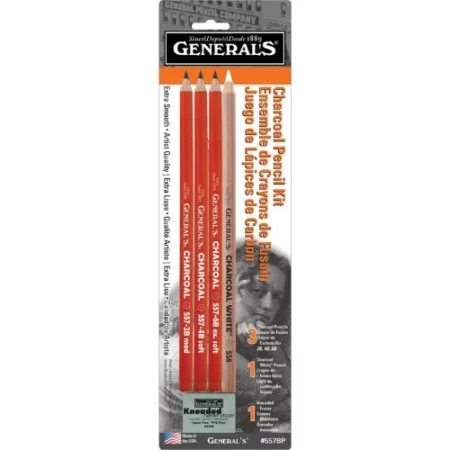 General Pencil Co. Charcoal Pencil & Eraser Kit