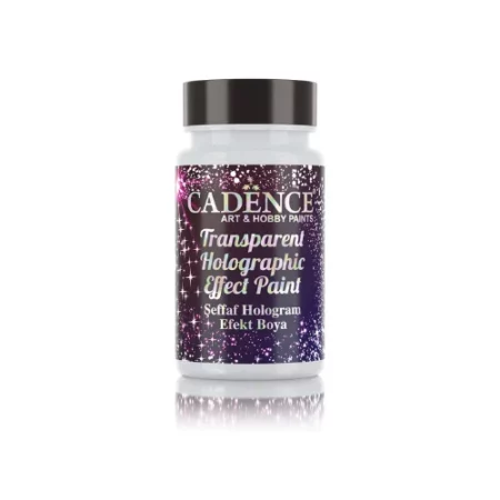 there is a pot of holographic paint in the center of the image. the label is a shiny purple colour and the writing is in holographic colours. the lid is black. on a white background.