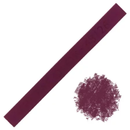 Cretacolor Pastel Carre Sticks: Reddish Purple is in the centre of the image diagonally. from bottom left to top right. the bottom right corner has a smudged circle of the same colour as the pastel in the centre. on a white background.