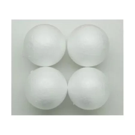 Polystyrene Balls 65mm: Pack of 4 are in the center of the image. they are a darker white on a white background.