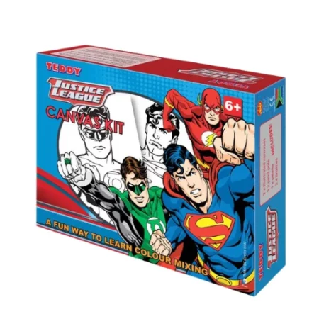 at an angle is a the Teddy Box Painting Set: superman the box is blue with an image of superman on the right hand side of it. on a white background