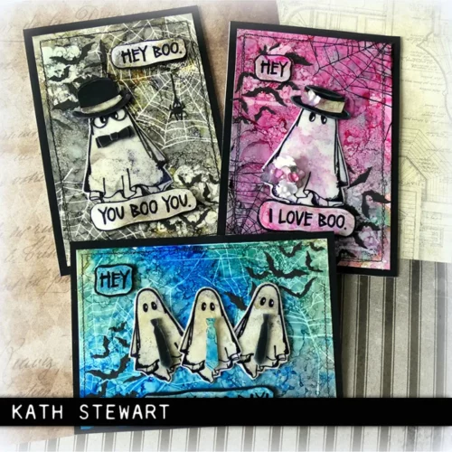 The image shows a craft project that was made using the Boo Crazy Tim Holtz Stamp Set.