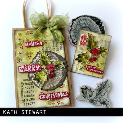 The image shows a craft project that was made using the Forest Floor 2 Tim Holtz Stamp Set.